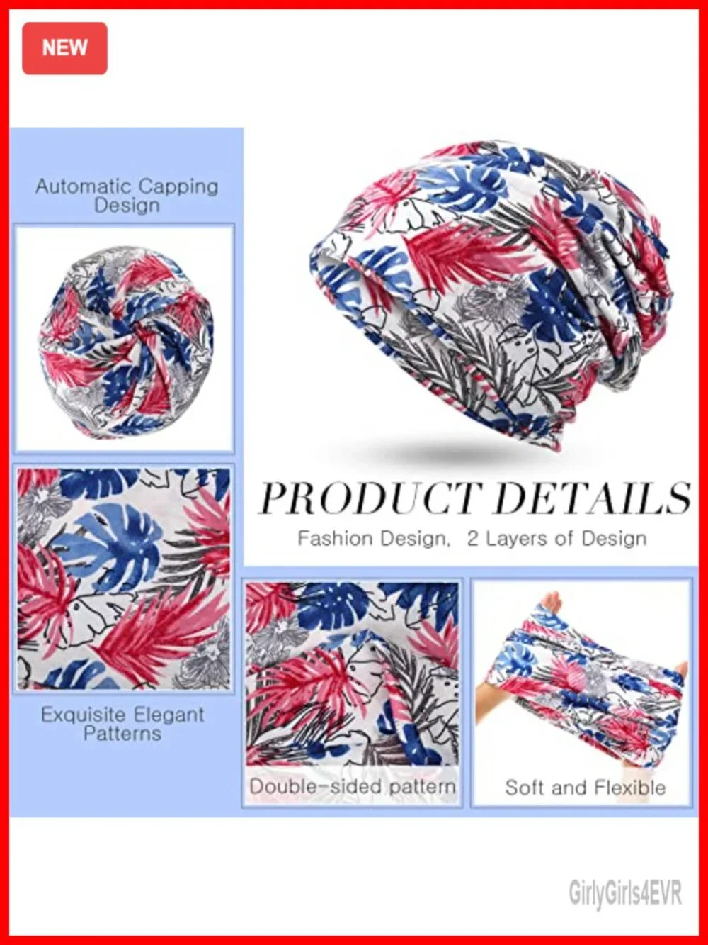 5 Pack Slouchy Beanie Chemo Hat Stretch Cancer Head Wraps Sleep Scarf